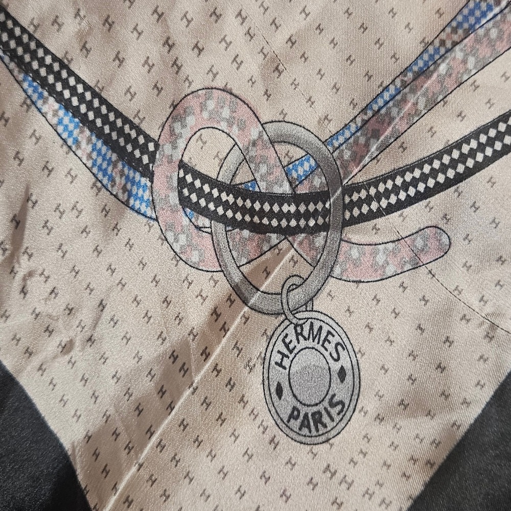Hermes Paris Silk Scarf Monogram H Logo Rope Knot Print France Luxury Designer - Picture 5 of 8